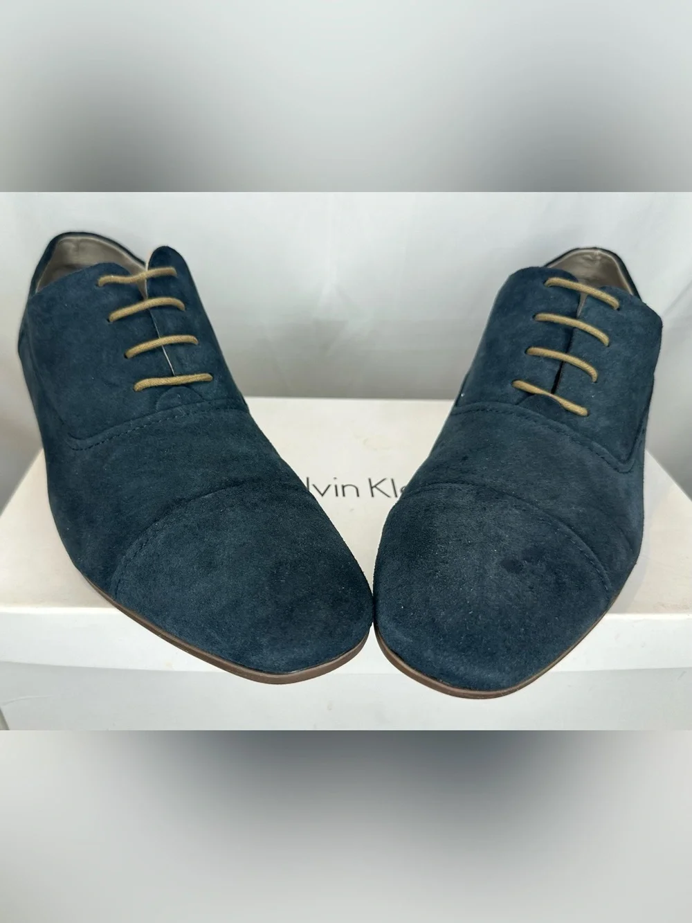 Calvin Klein Dark Navy Suede Lace-Up Dress Shoes